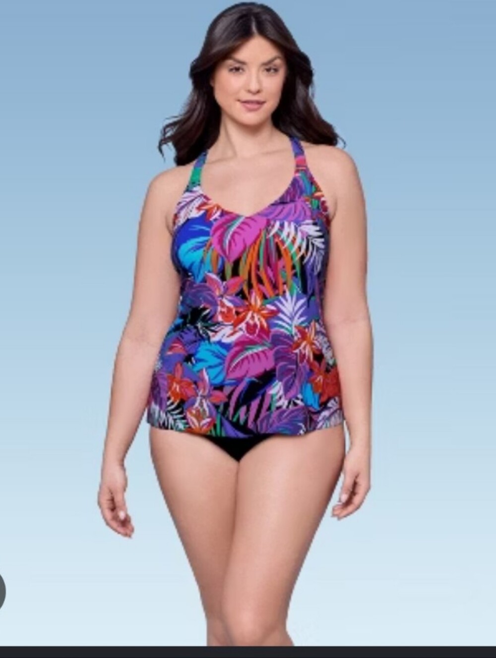 Aqua Green Women’s Y-Back Tankini Top Size Small Tropic Like It’s Hot Floral NWT